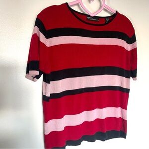 Petite Red Striped crop jersey knit tee